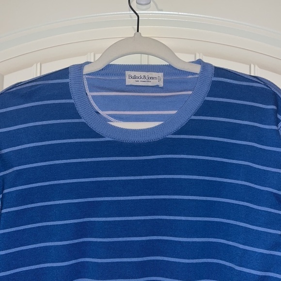 𝅺bullock & Jones San Francisco Made in Italy cotton blue striped sweater XL - Picture 9 of 10